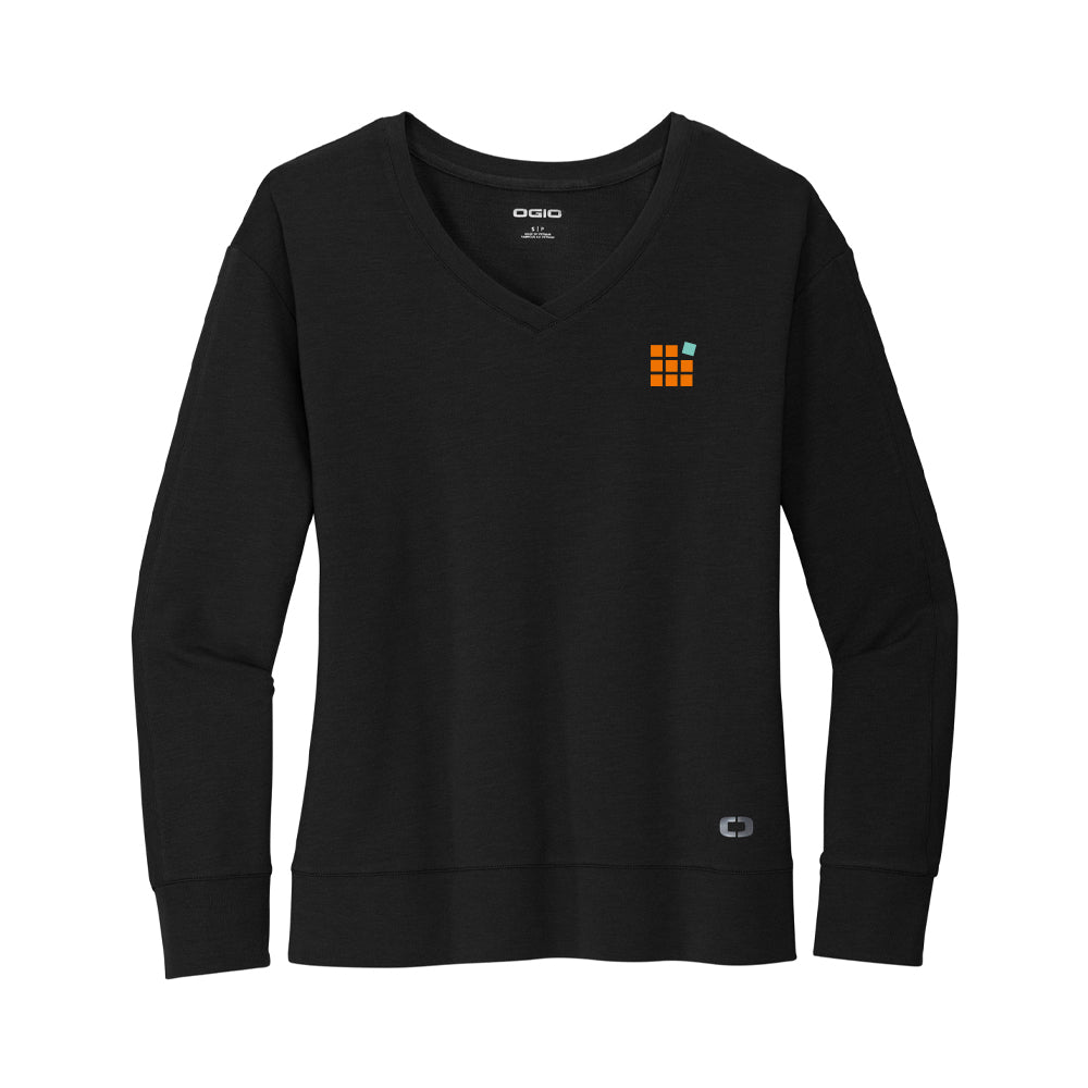 OGIO Ladies Luuma Flex Long Sleeve V-Neck - Black