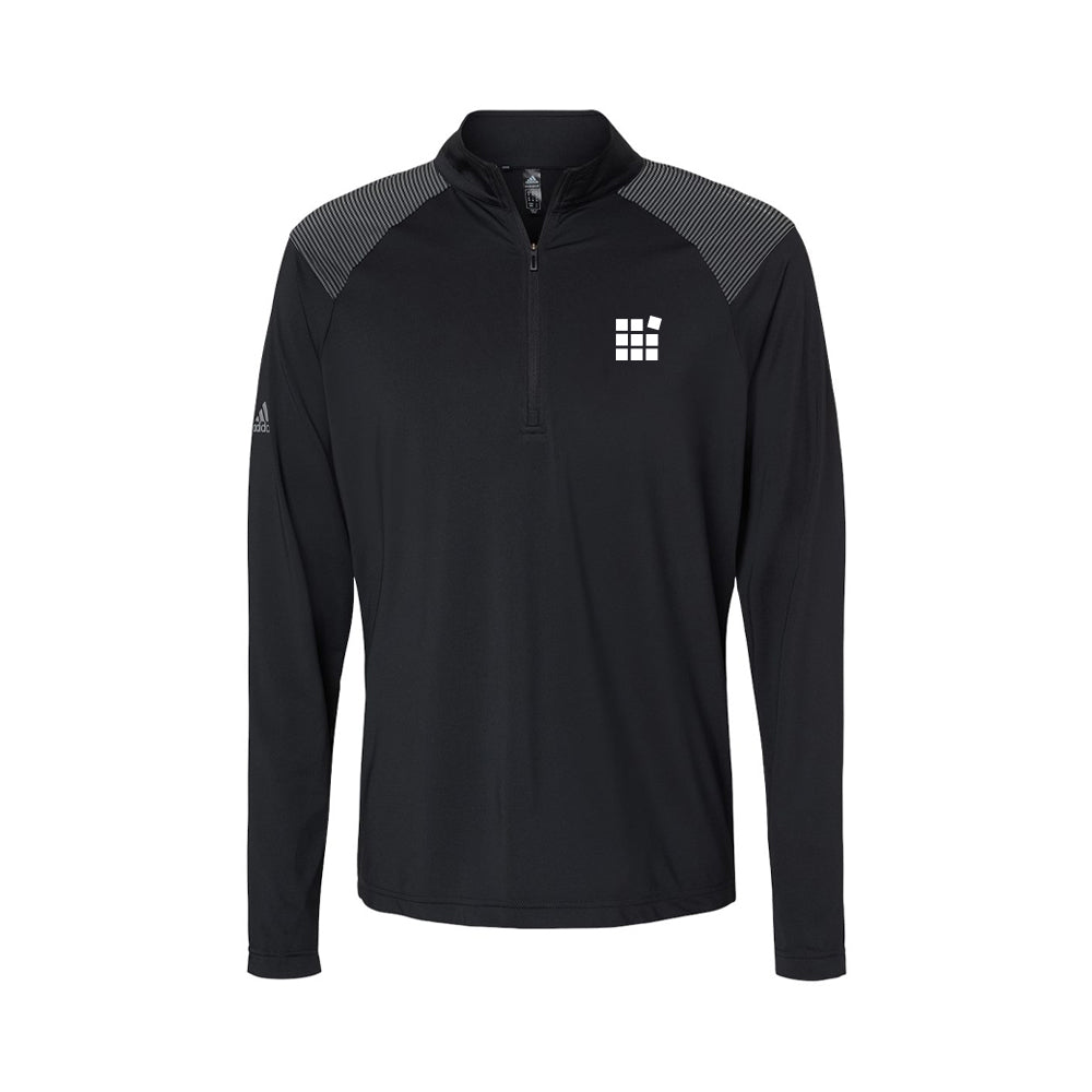 Shoulder Stripe Quarter-Zip Pullover - Black