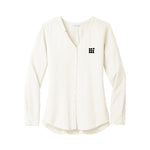 Load image into Gallery viewer, Port Authority Ladies Long Sleeve Button-Front Blouse - Ivory Chiffon
