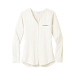 Load image into Gallery viewer, Port Authority Ladies Long Sleeve Button-Front Blouse - Ivory Chiffon
